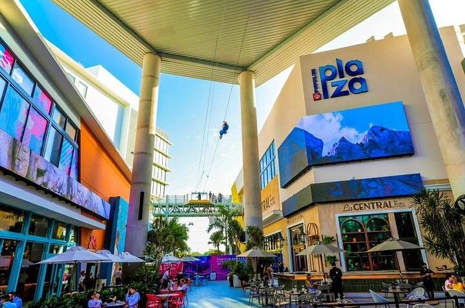 Zipline Sky Bull in Urban Environment in Toroverde urban park San Juan - T-Mobile District Lights and Digital Screens: Why the “Urban” Part Works